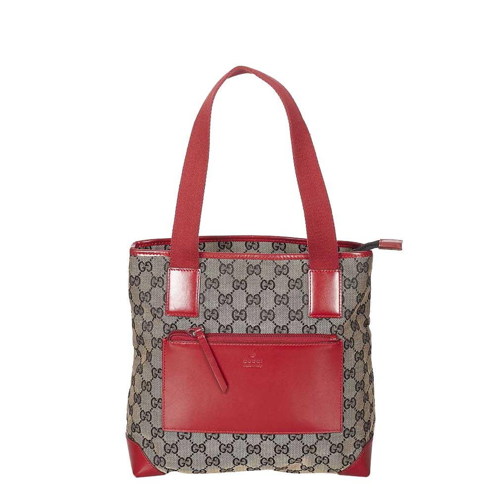 Gucci Brown/Red GG Canvas Shoulder Bag