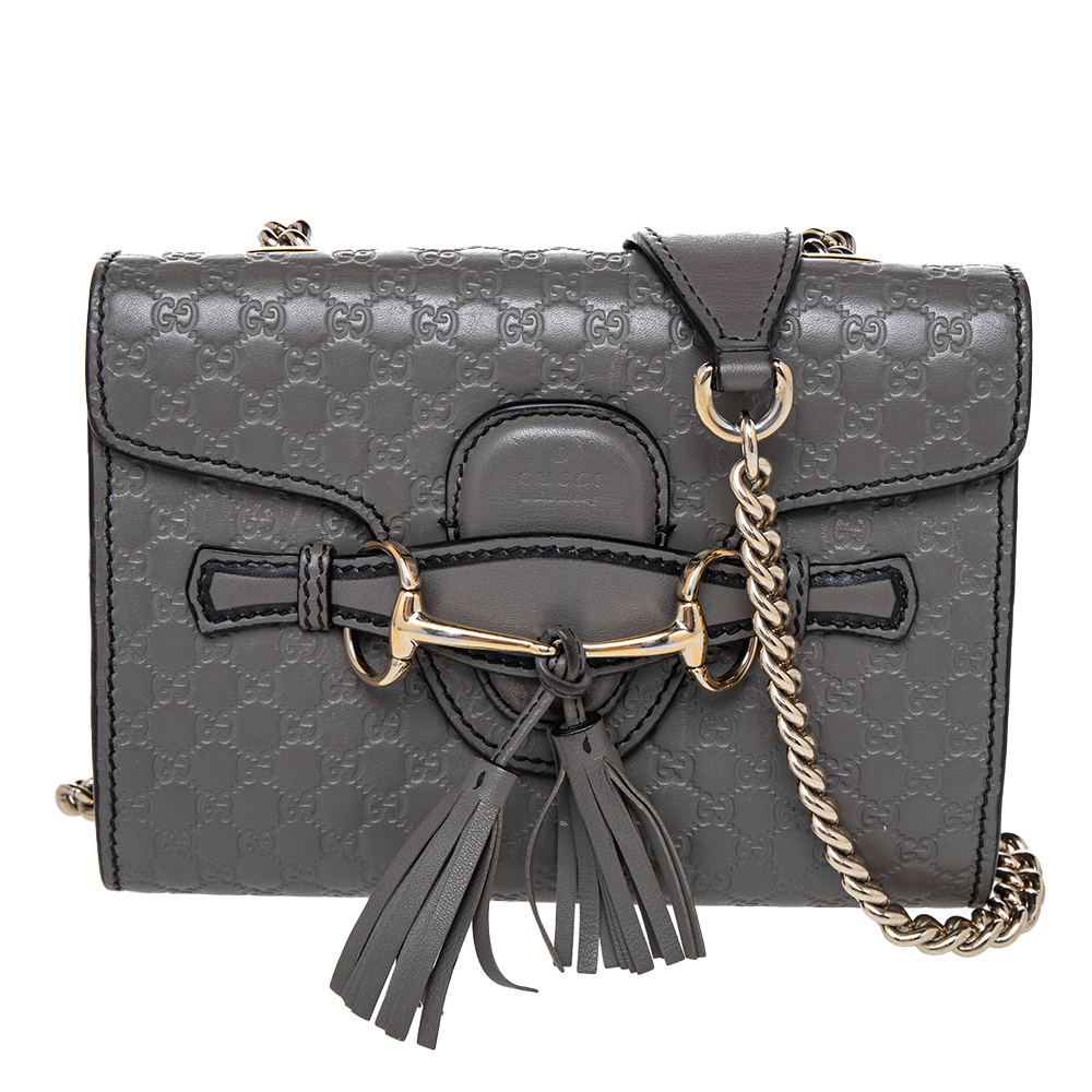 Gucci Grey Microguccissima Leather Emily Shoulder Bag