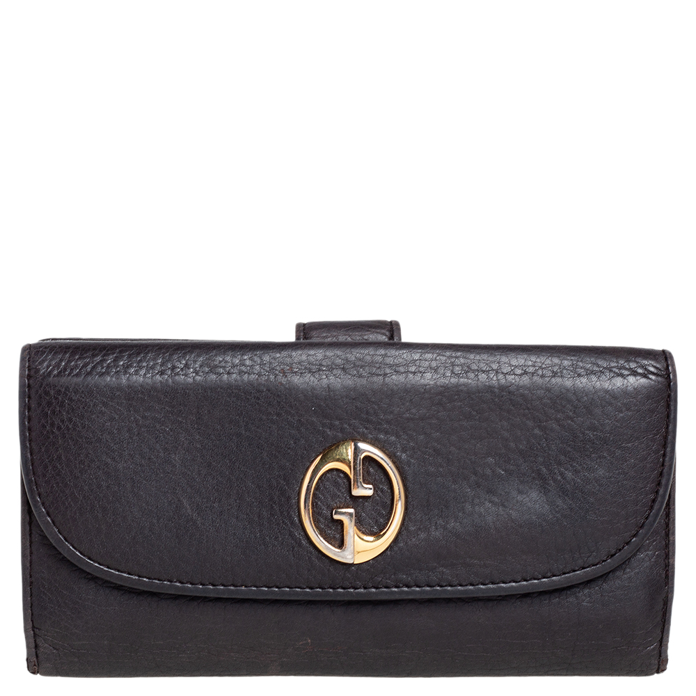 Gucci Dark Brown Leather 1973 Flap Continental Wallet
