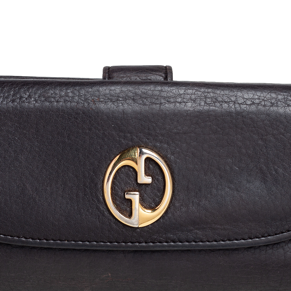 Gucci Dark Brown Leather 1973 Flap Continental Wallet