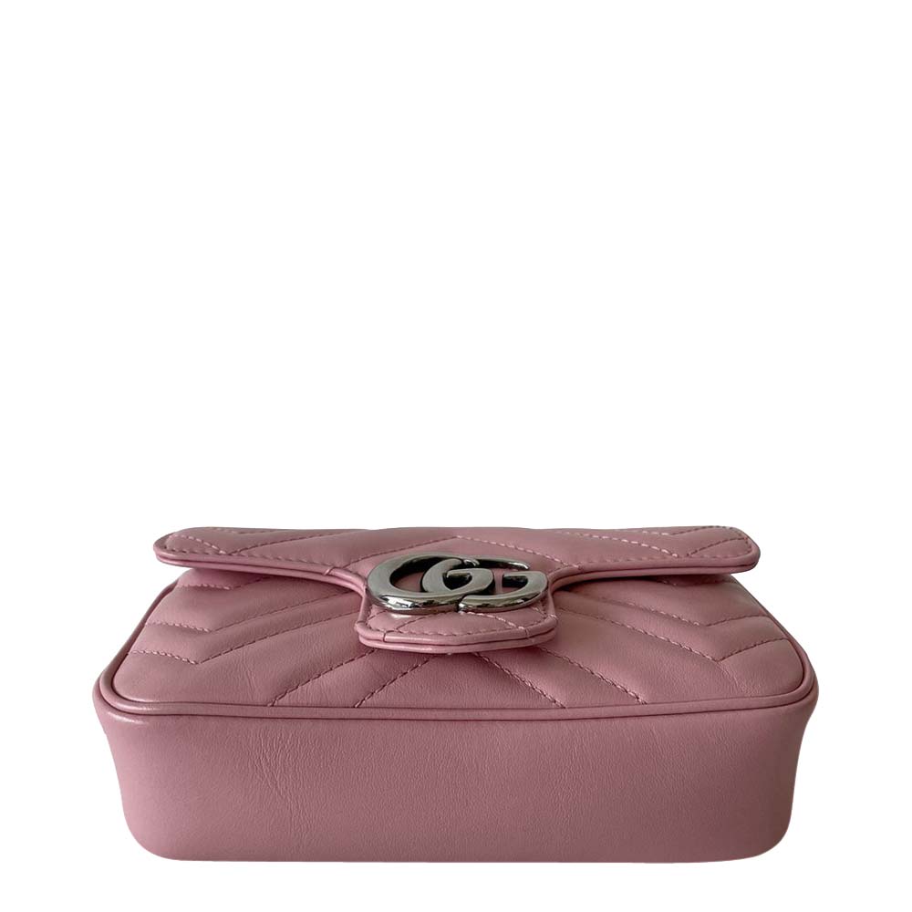 Gucci Pink Matelasse Leather Super Mini GG Marmont Shoulder Bag