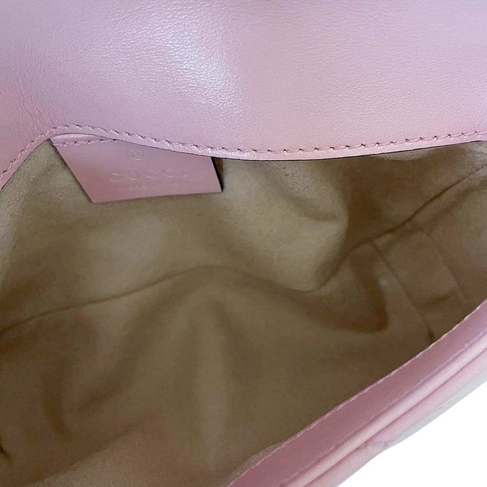 Gucci Pink Matelasse Leather Super Mini GG Marmont Shoulder Bag