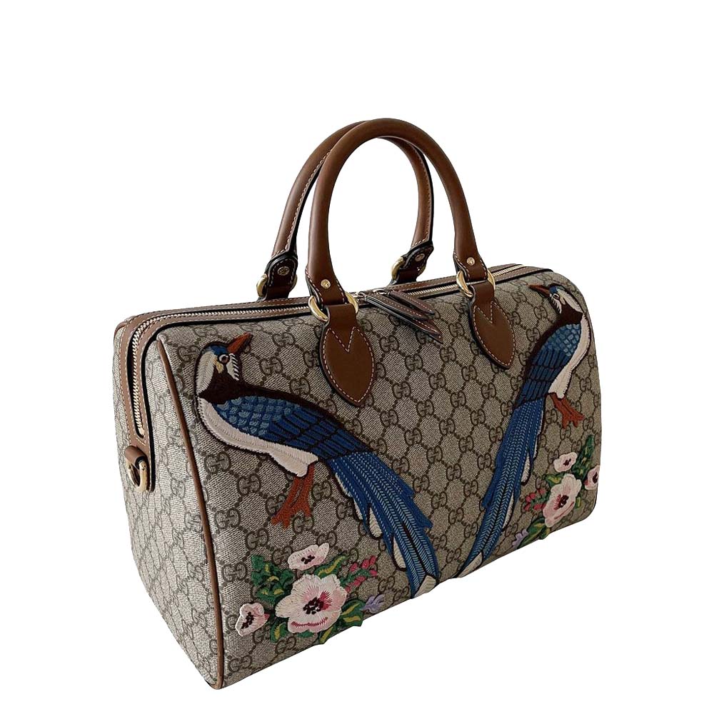 Gucci Beige/Brown GG Canvas Embroidered Bsoton Bag