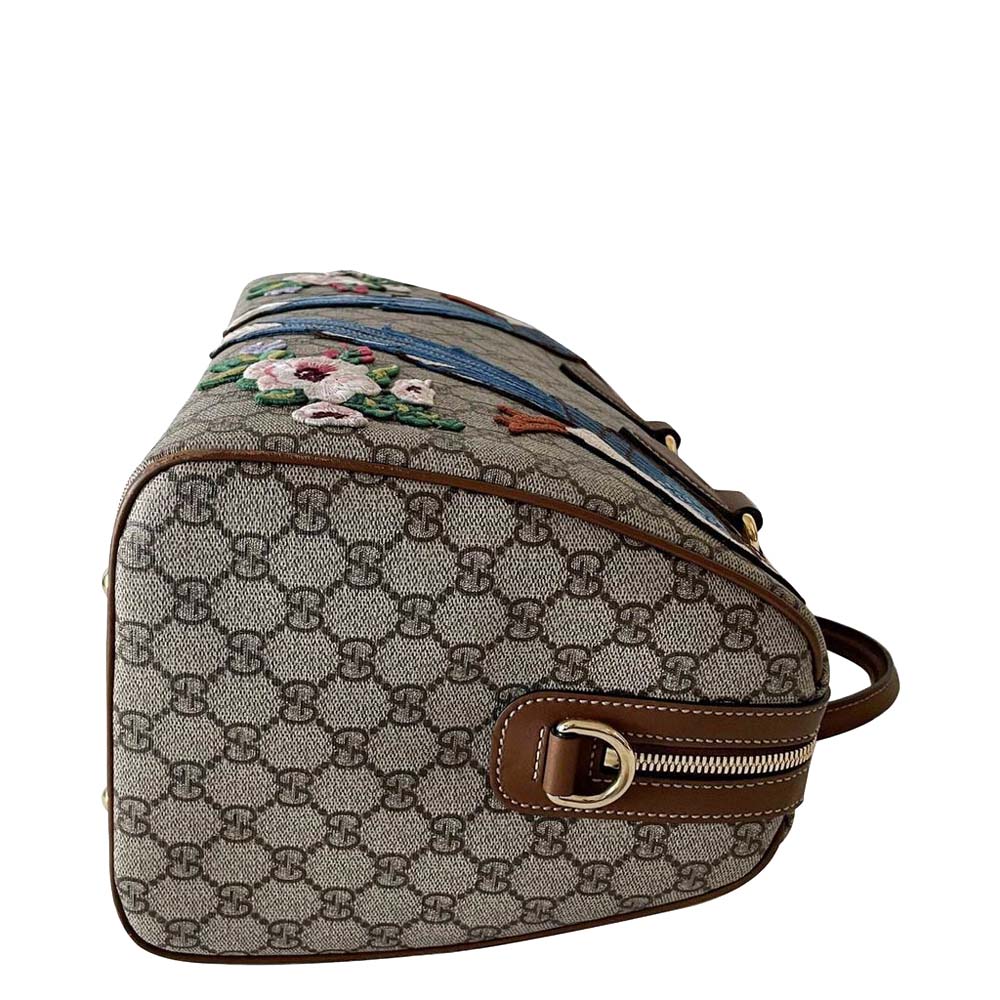 Gucci Beige/Brown GG Canvas Embroidered Bsoton Bag