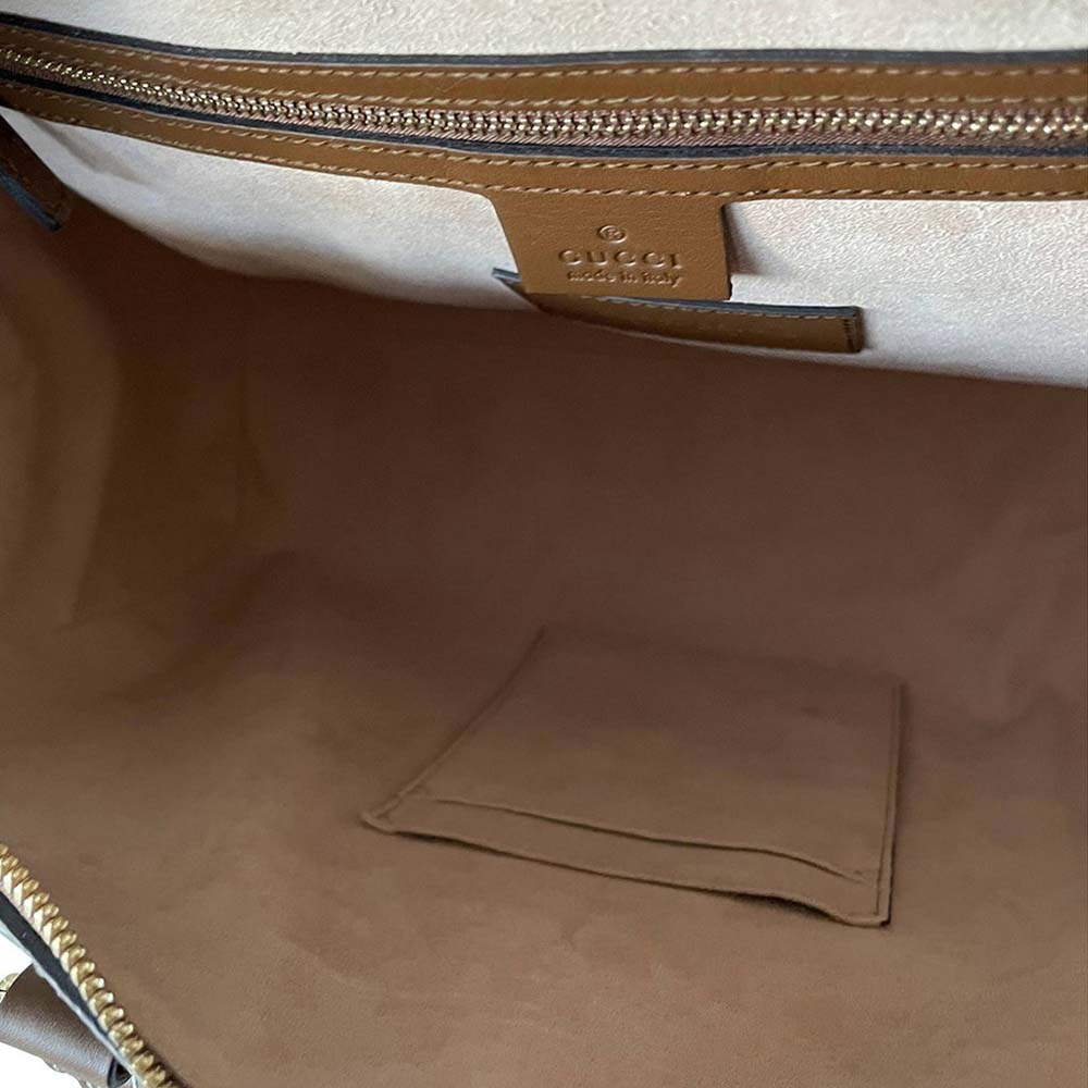 Gucci Beige/Brown GG Canvas Embroidered Bsoton Bag