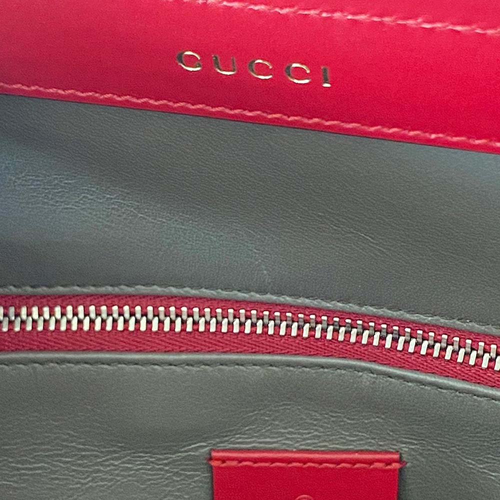 Gucci Red Leather Zumi Medium Top Handle Bag