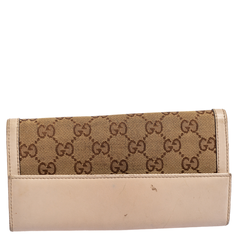 Gucci Beige/Ivory GG Canvas And Leather Continental Wallet