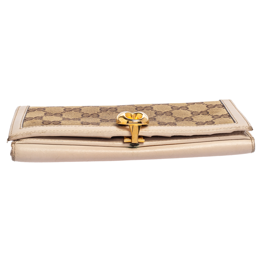 Gucci Beige/Ivory GG Canvas And Leather Continental Wallet