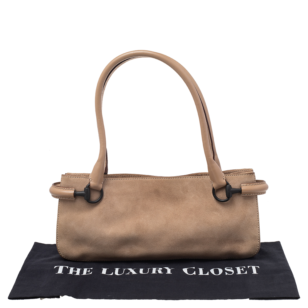 Gucci Beige Suede And Leather Shoulder Bag