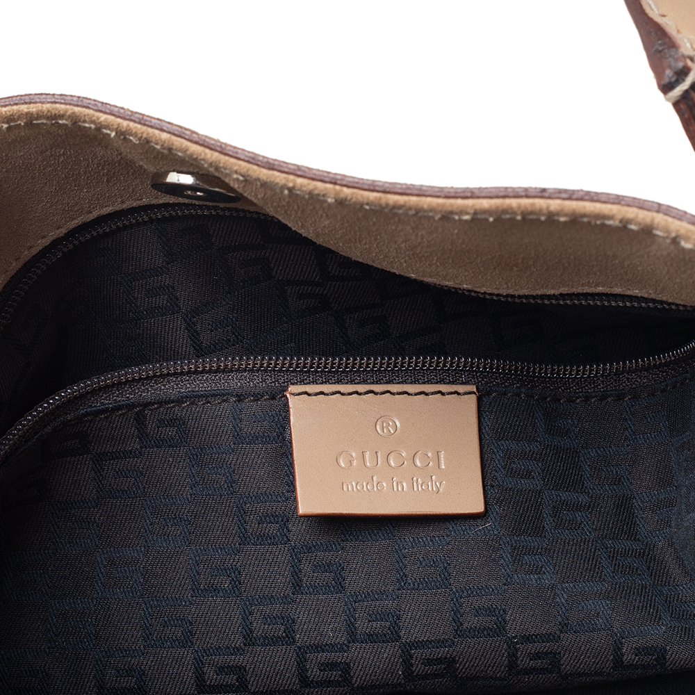 Gucci Beige Suede And Leather Shoulder Bag