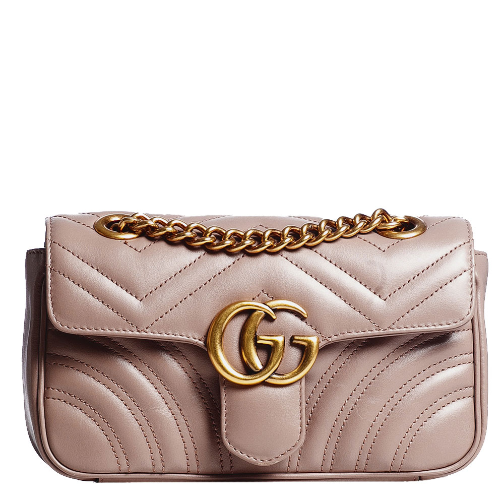 Gucci Dusty Pink GG Marmont Matelasse Leather Mini Shoulder Bag