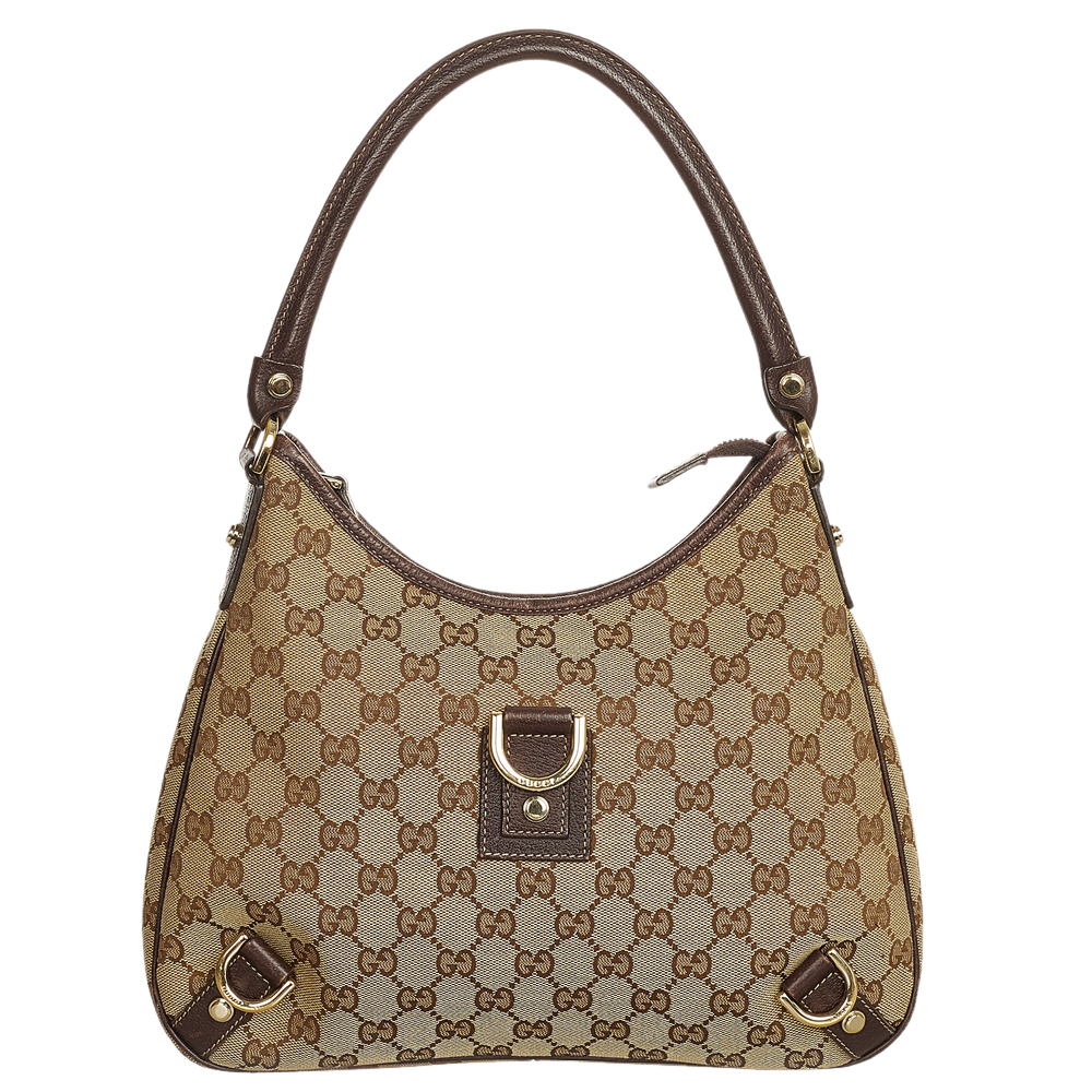 Gucci Brown/Beige GG Canvas Fabric Abbey D-Ring Shoulder Bag