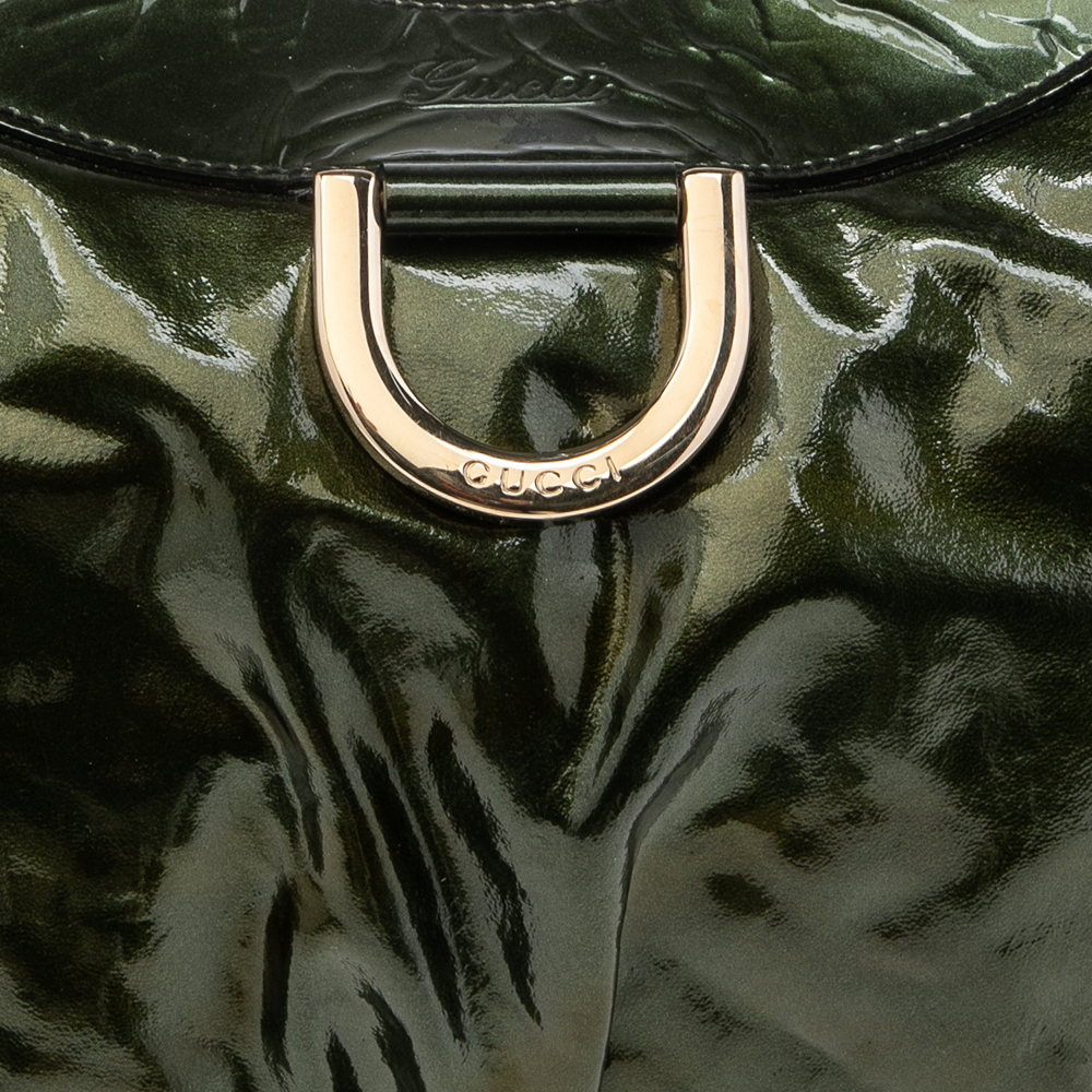 Gucci Green Patent Leather D Ring Hobo