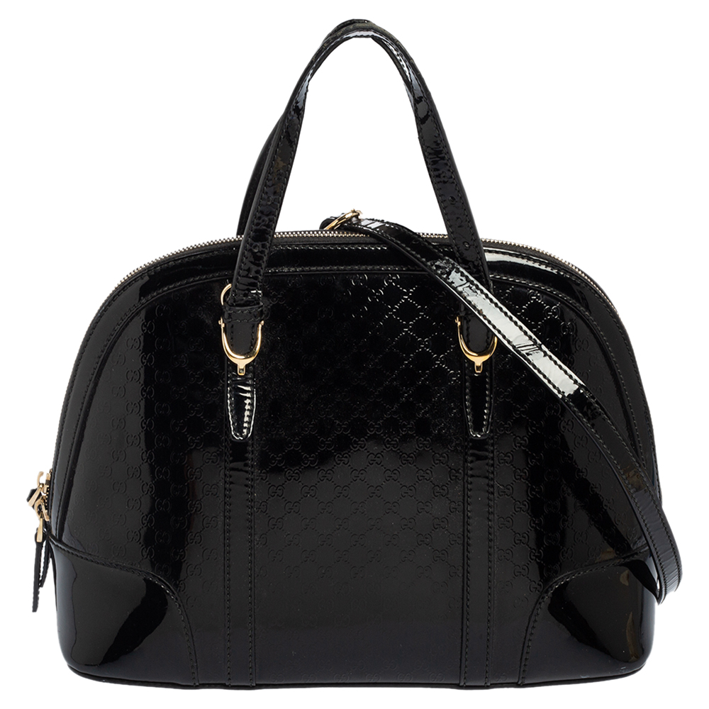 Gucci Black Microguccissima Patent Leather Small Nice Bag