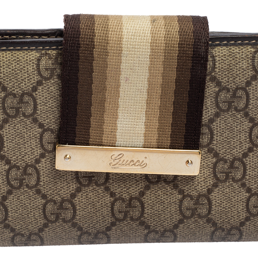 Gucci Beige GG Supreme Canvas Vintage Web Continental Wallet
