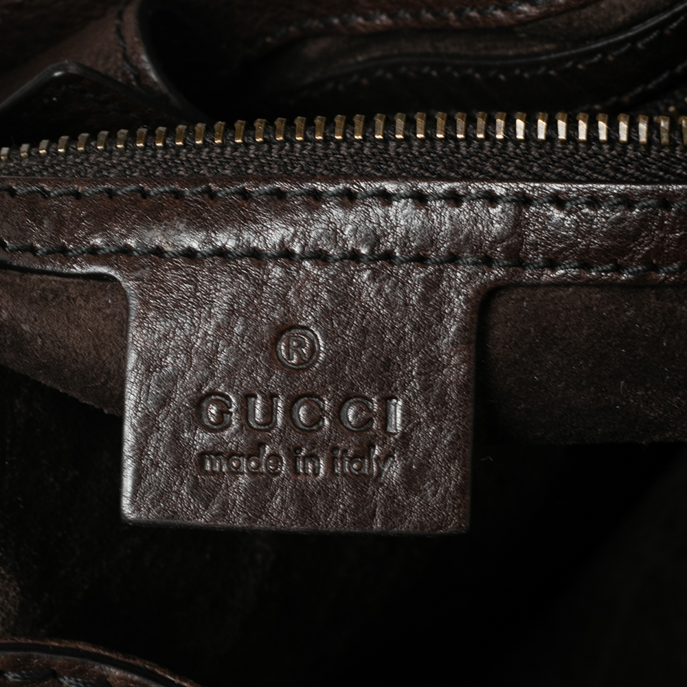 Gucci Brown Python Leather Horsebit Jockey Tote