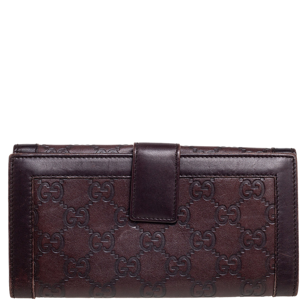 Gucci Brown Guccissima Leather Flap Continental Wallet