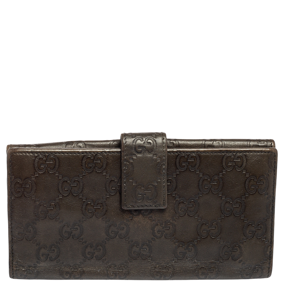 Gucci Dark Brown Guccissima Leather Flap Continental Wallet