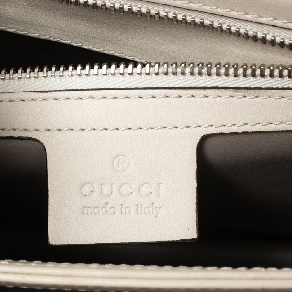 Gucci Off-white Leather Lady Bamboo Flap Bag