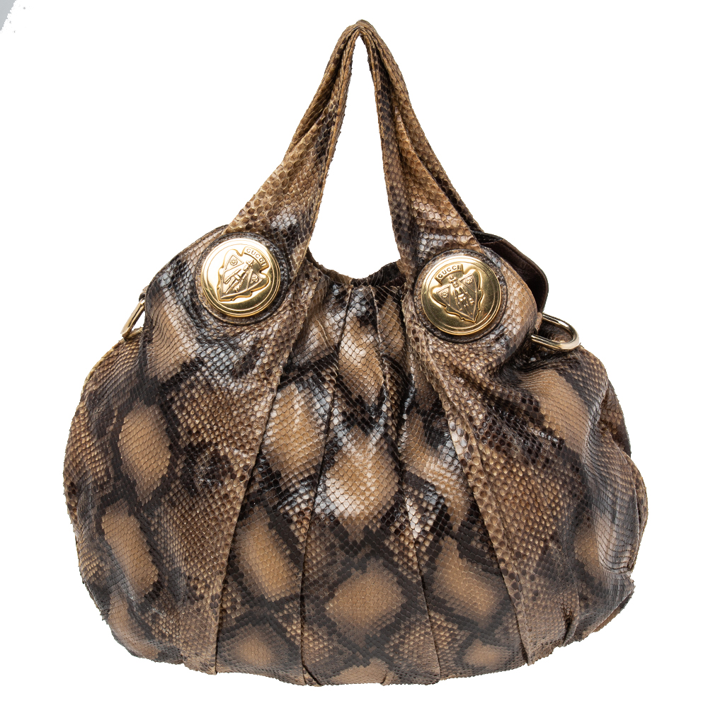 Gucci Beige Python Large Hysteria Hobo