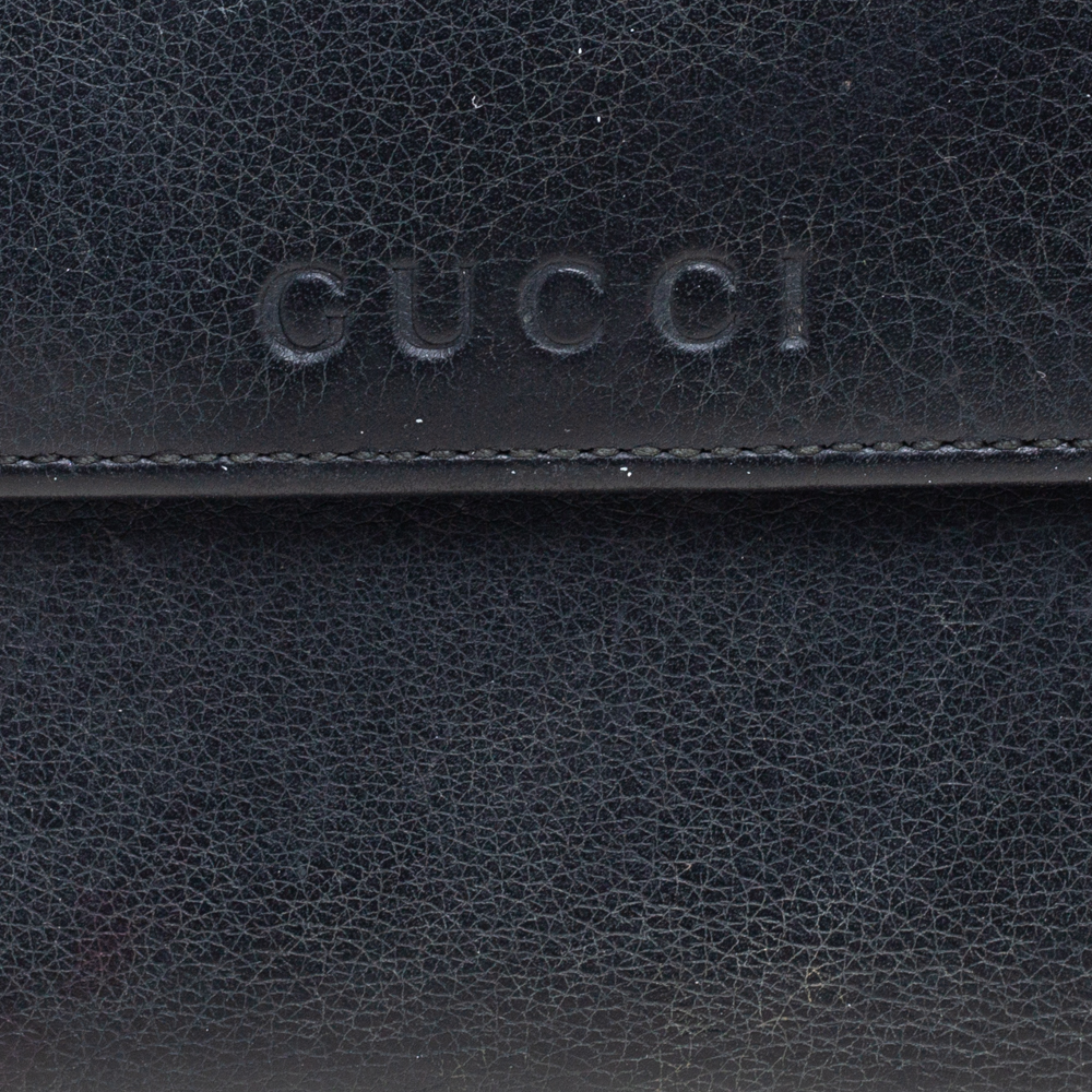 Gucci Black Leather French Trifold Wallet