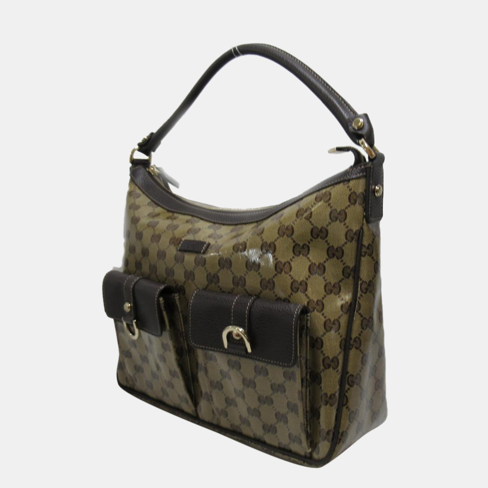 Gucci Brown GG Coated Canvas Crystal Shoulder Bag
Gucci Brown GG Coated Canvas Crystal Shoulder Bag