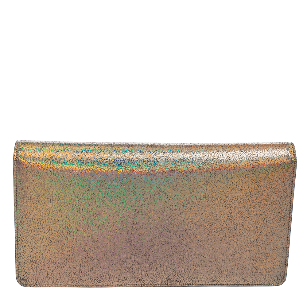 Gucci Multicolor Iridescent Crackled Leather 58 Clutch