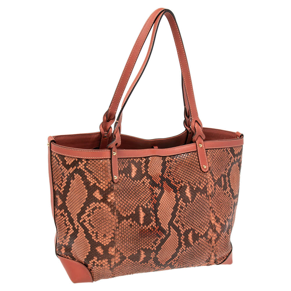 Gucci Pink Python And Leather Craft Tote
