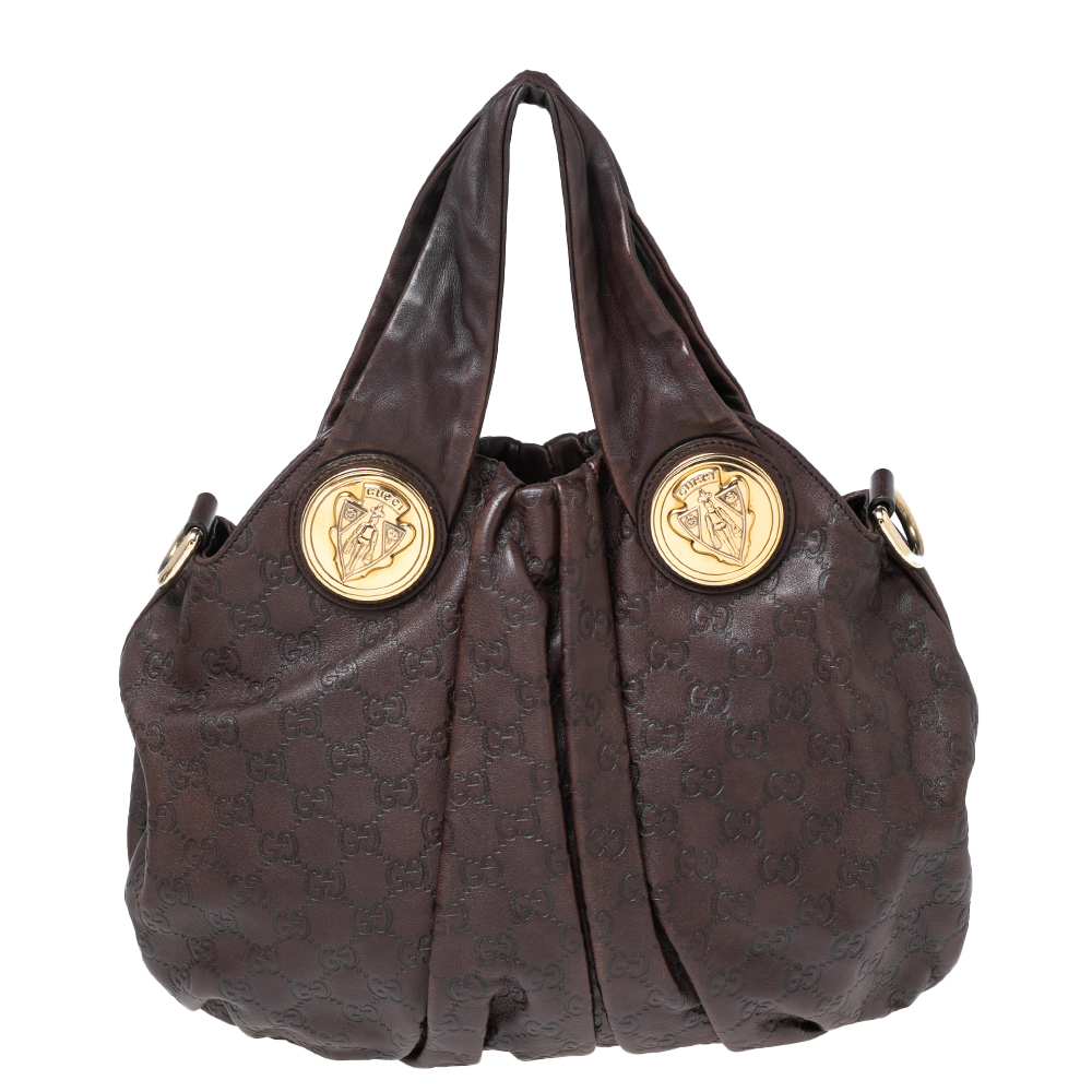 Gucci Dark Brown Leather Large Hysteria Hobo