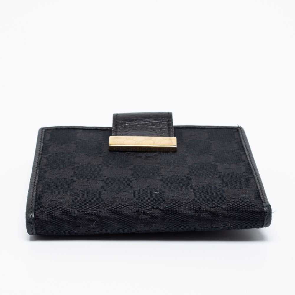 Gucci Black GG Canvas And Leather French Wallet