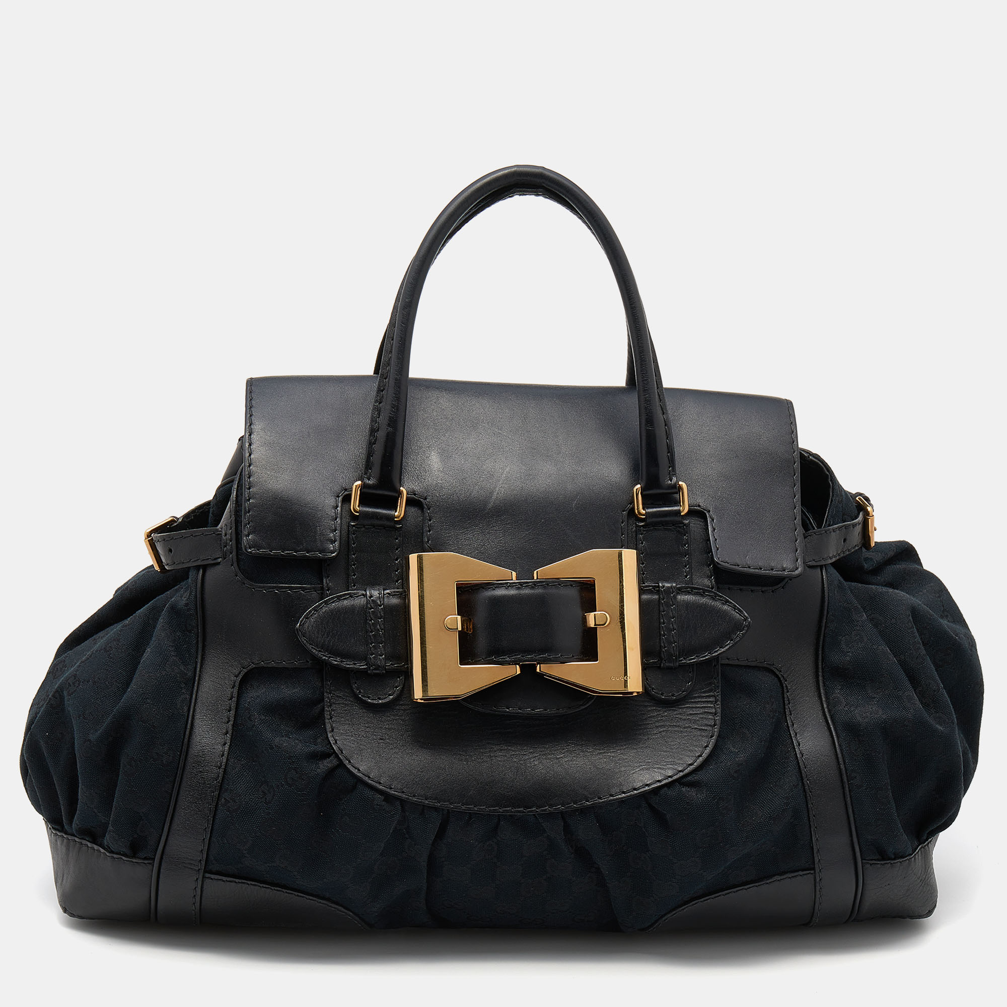 Gucci Black GG Canvas And Leather Large Queen Tote
