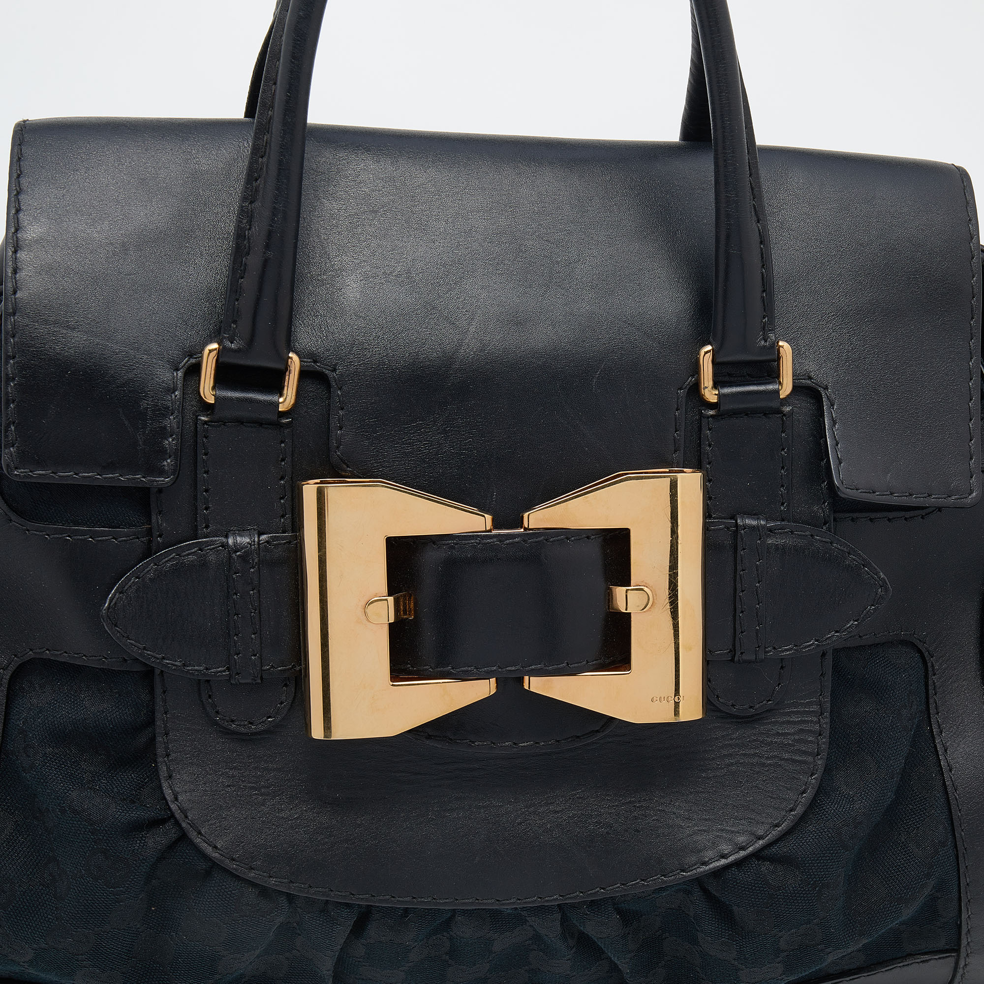 Gucci Black GG Canvas And Leather Large Queen Tote
