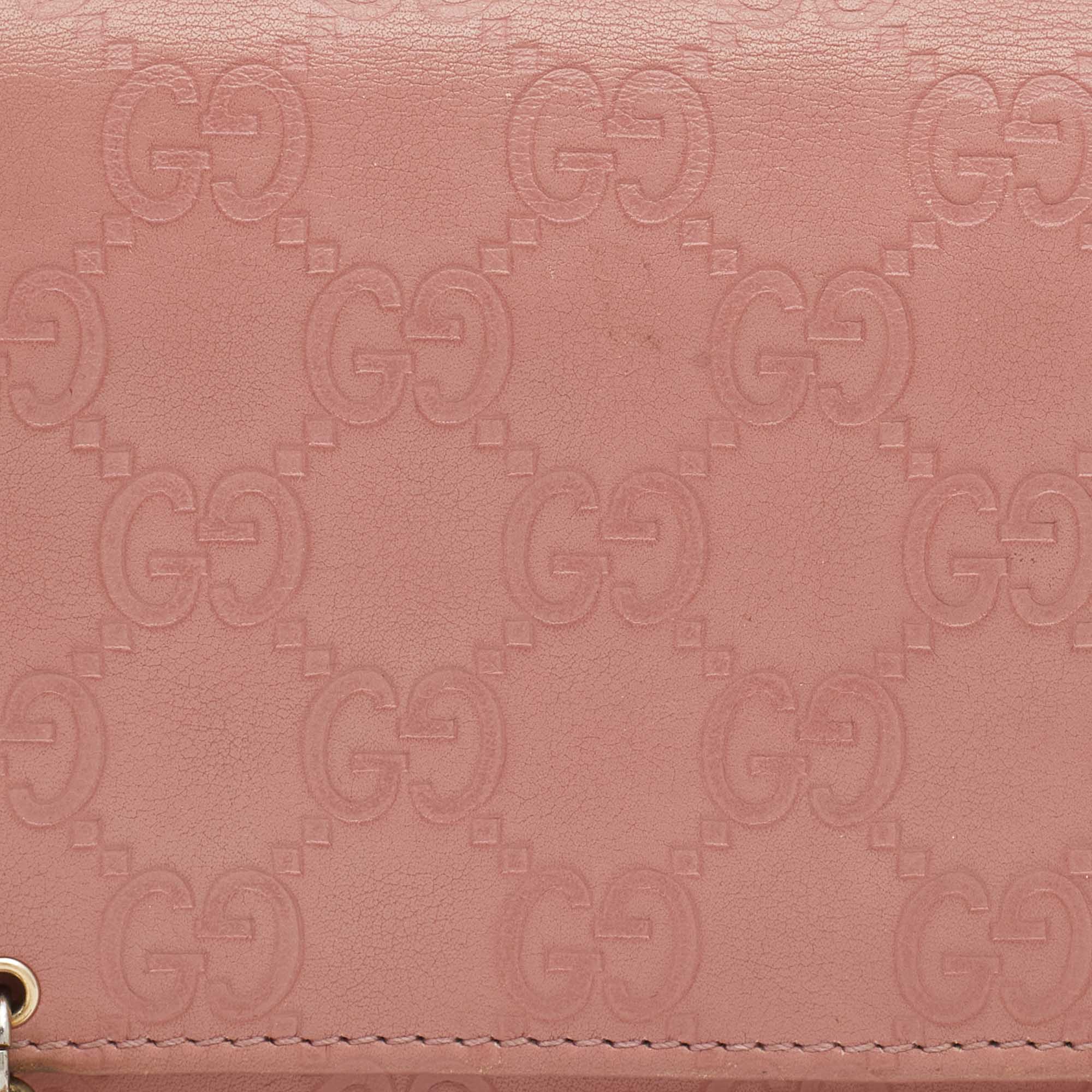Gucci Pink Guccissima Leather Interlocking G Continental Wallet