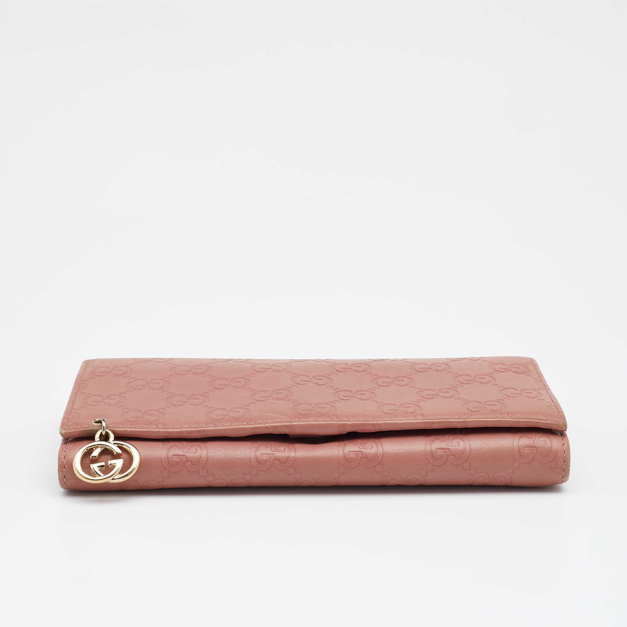 Gucci Pink Guccissima Leather Interlocking G Continental Wallet