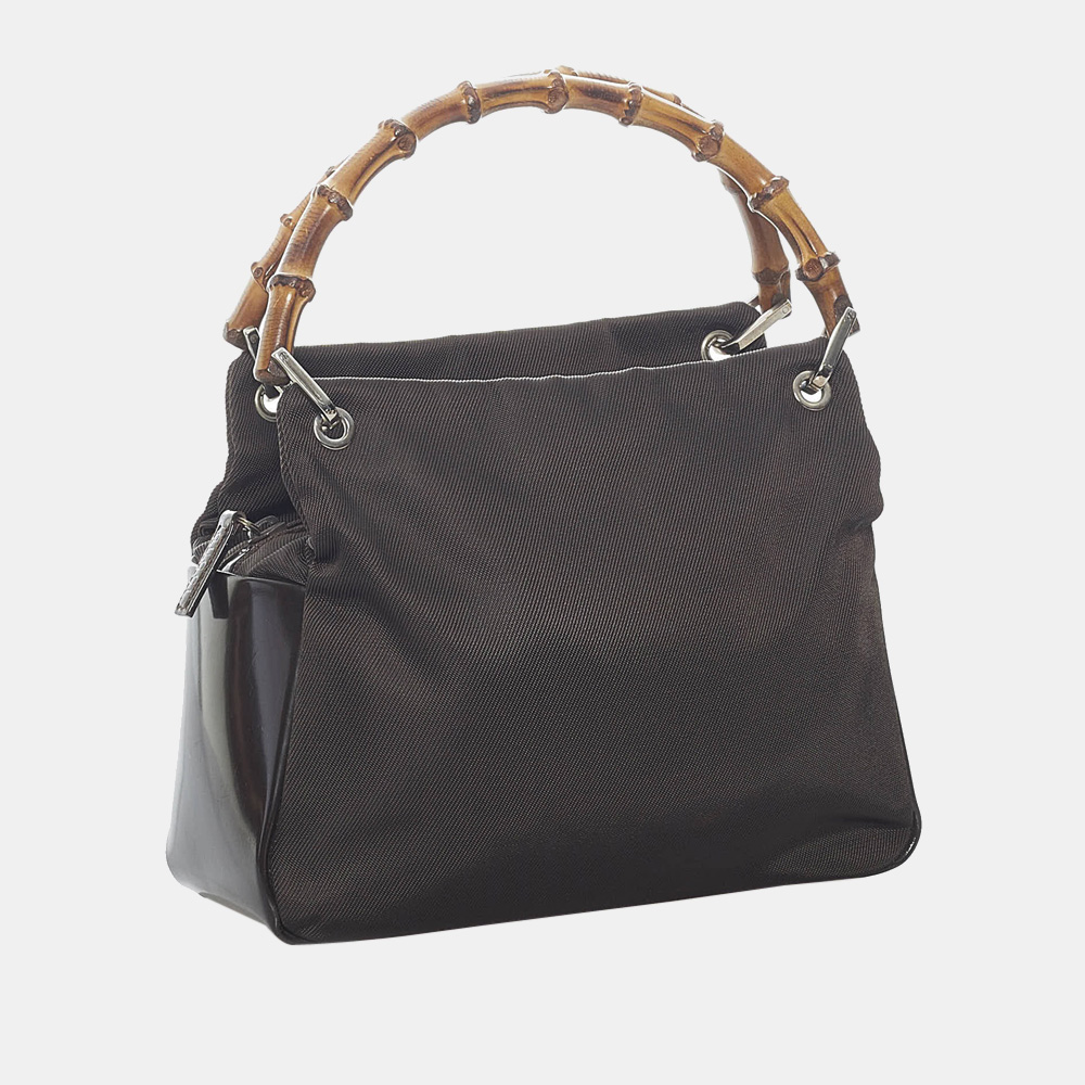Gucci Brown Bamboo Nylon Handbag 
Gucci Brown Bamboo Nylon Handbag