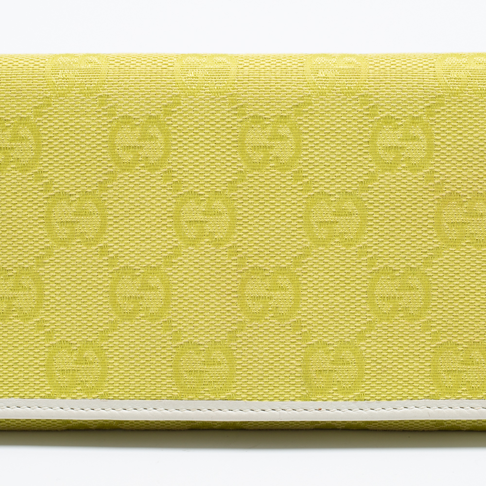 Gucci Yellow/White GG Canvas And Leather Continental Wallet