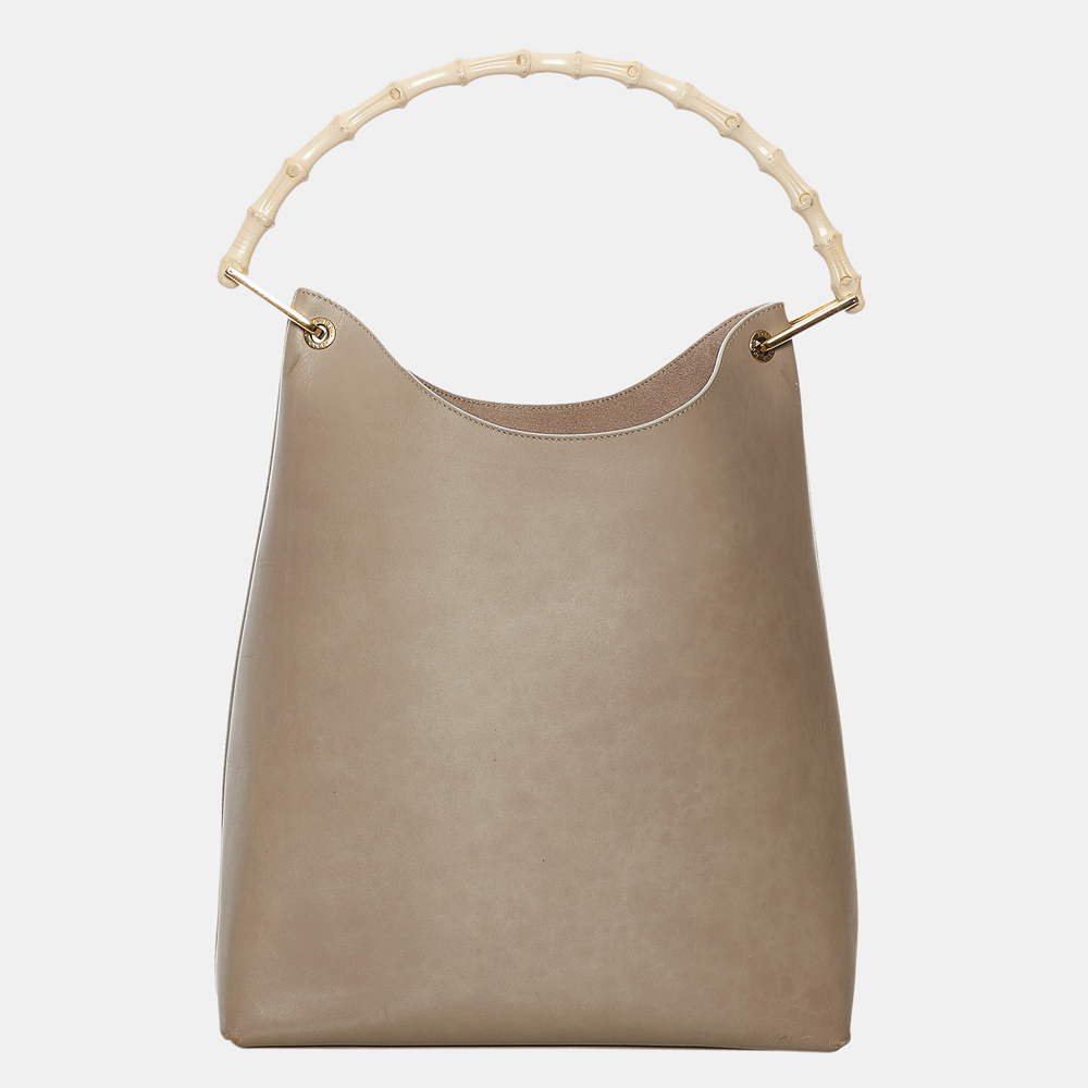 Gucci Grey Bamboo Leather Tote Bag