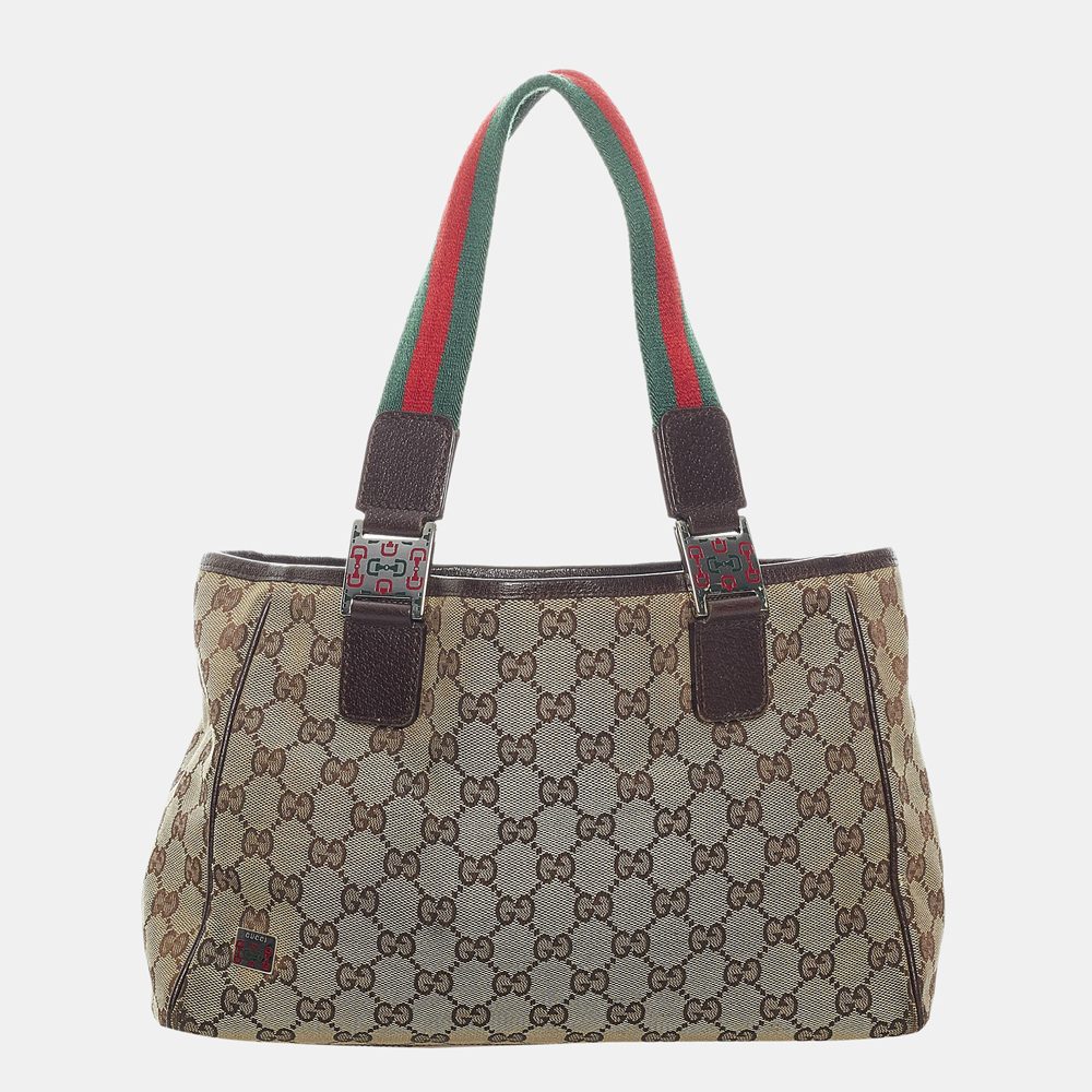 Gucci Beige/Brown/Multi Color GG Canvas Web Tote Bag