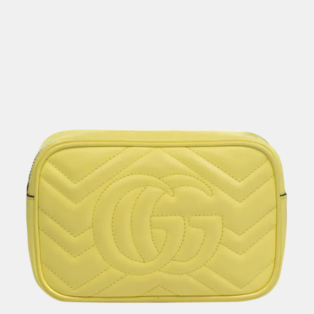 GUCCI Marmont Mini Shoulder Bag In Yellow Leather