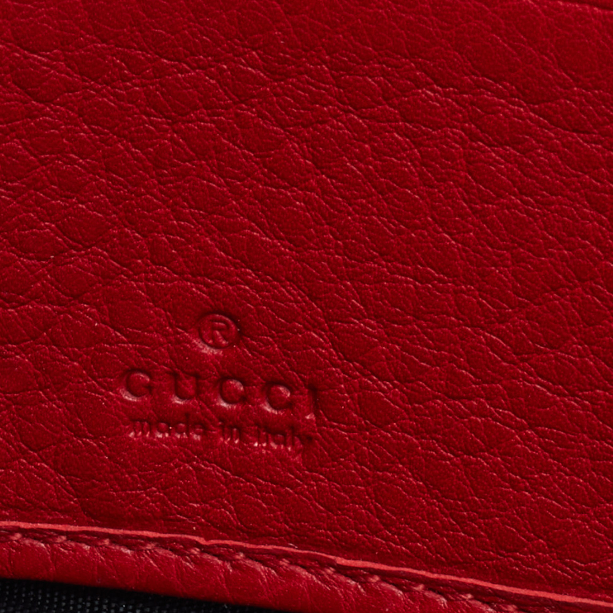 Gucci Red Leather Bamboo Tassel Zip Around Wallet