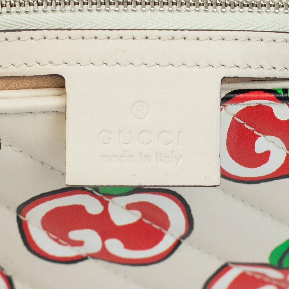 Gucci White Leather Valentine's Day Limited Edition GG Marmont Small Shoulder Bag