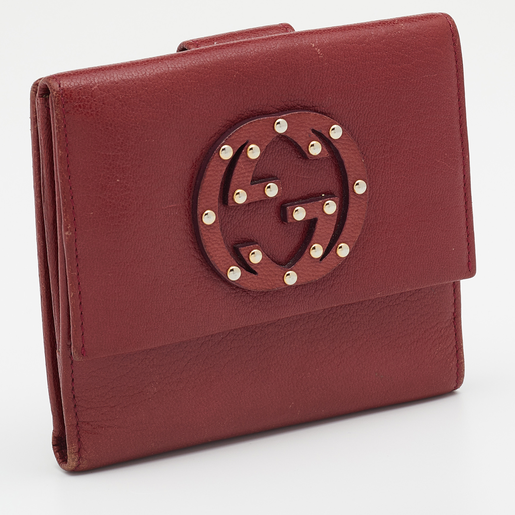 Gucci Burgundy Leather GG Interlocking French Wallet