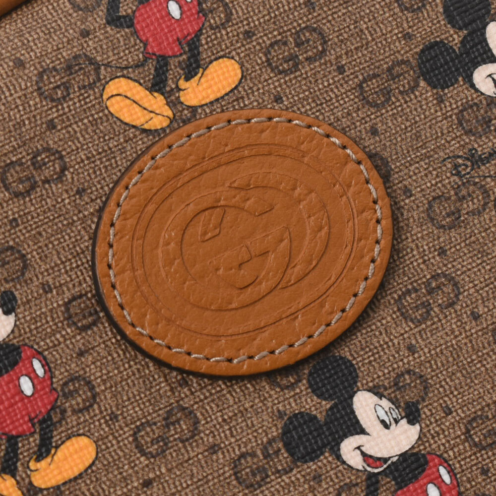 Gucci X Disney Brown GG Supreme Canvas And Leather Mickey Mouse Round Backpack