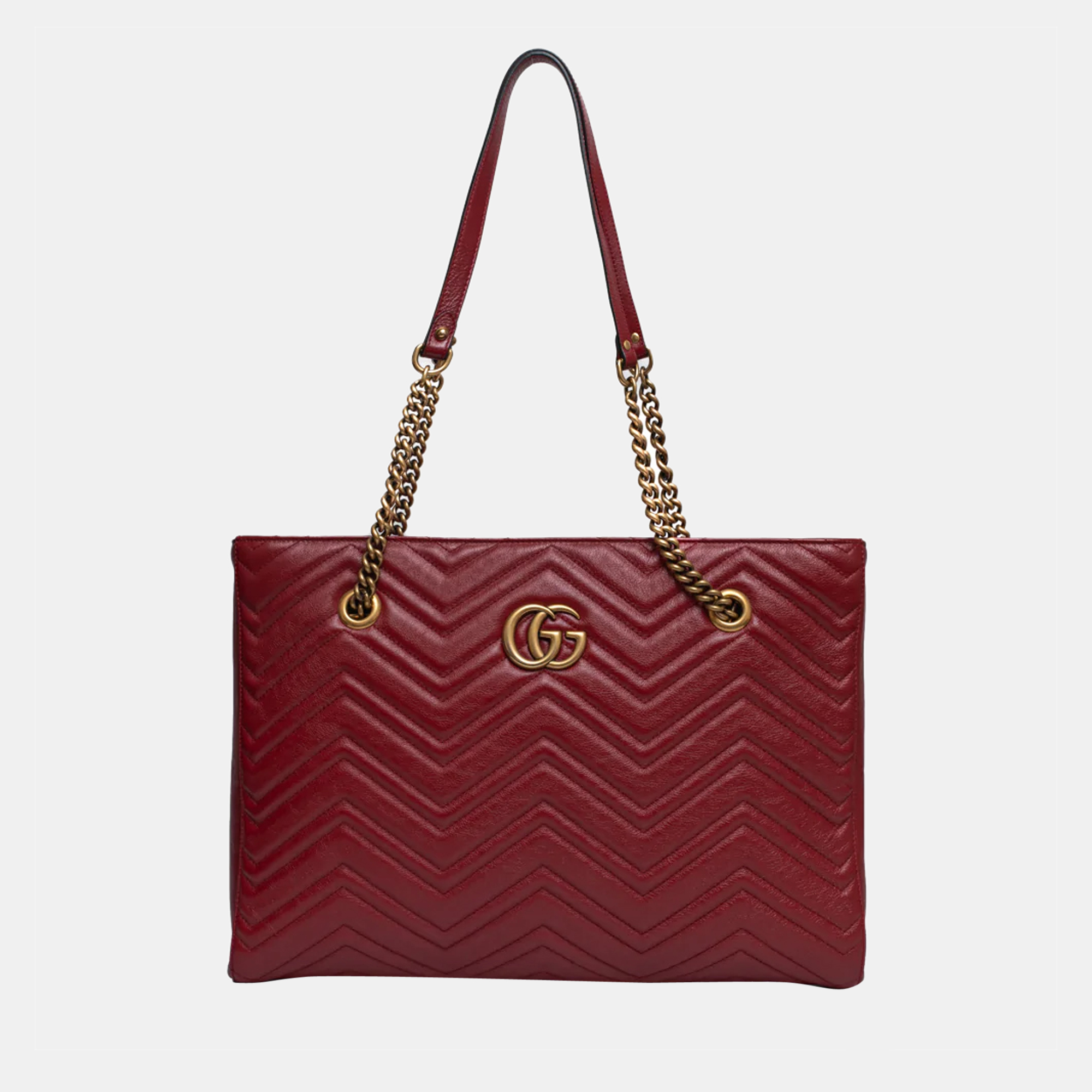 Gucci Tote Shoulder Bag In Red Leather