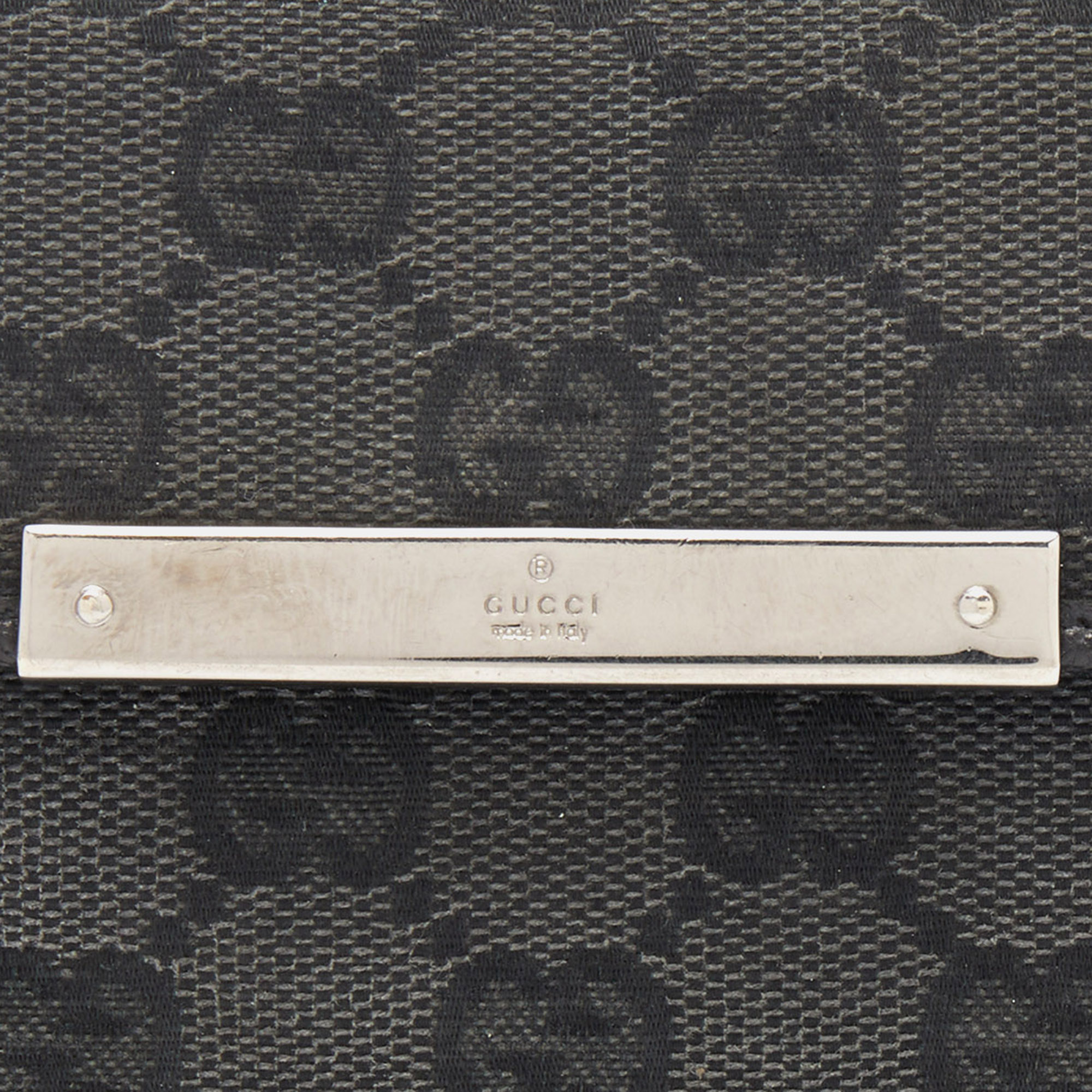 Gucci Black GG Canvas And Leather Flap Compact Wallet