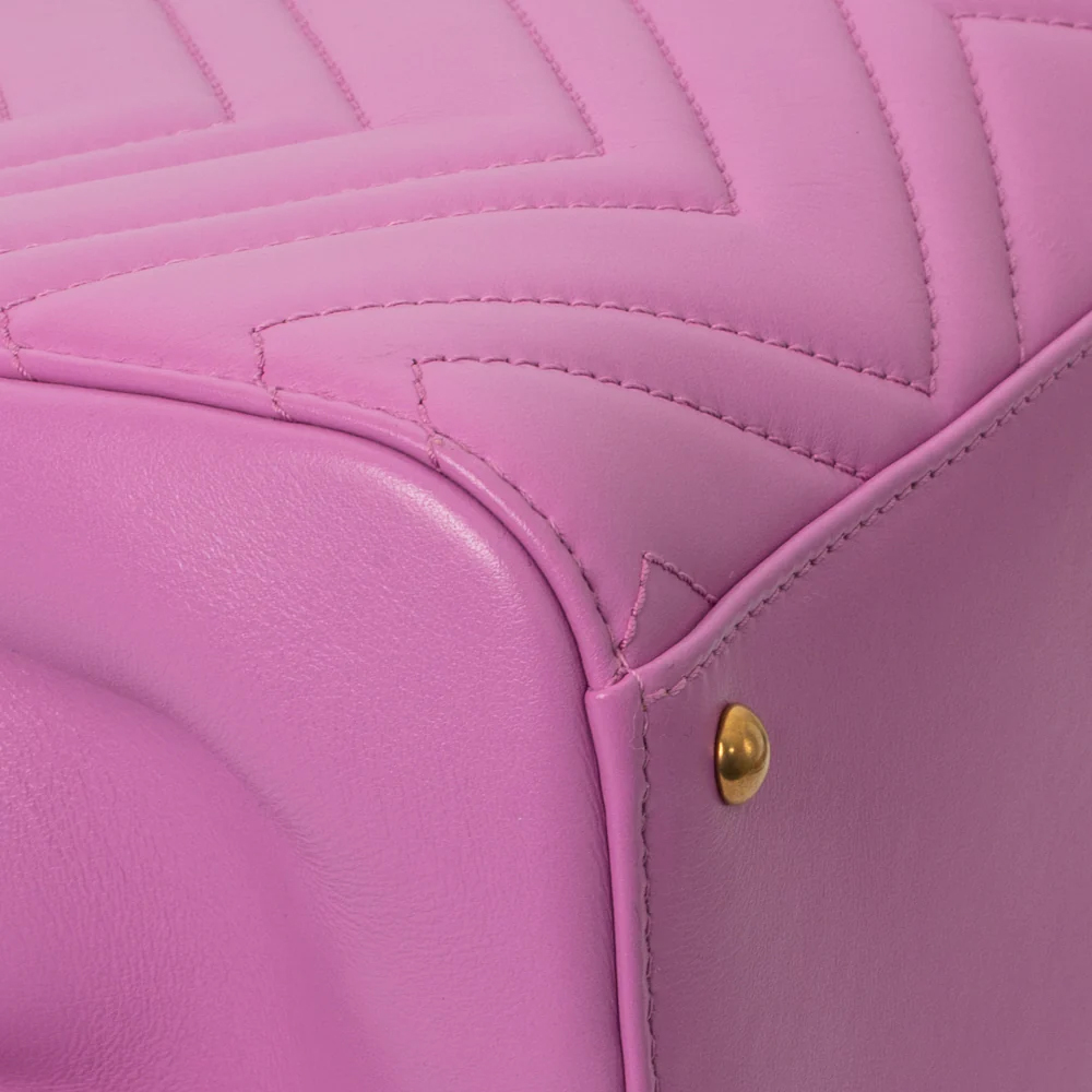 Gucci Marmont Tote Shoulder Bag In Pink Leather