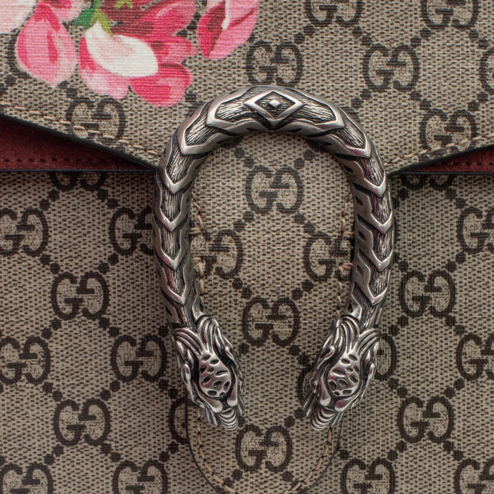 Gucci Beige GG Supreme Canvas And Suede Floral Small Dionysus Shoulder Bag