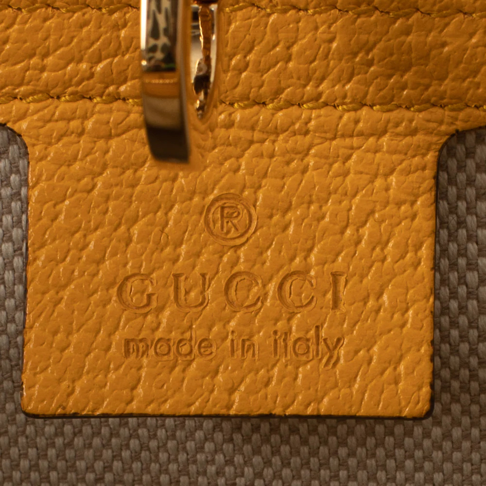 Gucci Grey & Yellow Canvas 'Capri' Striped Tote Bag