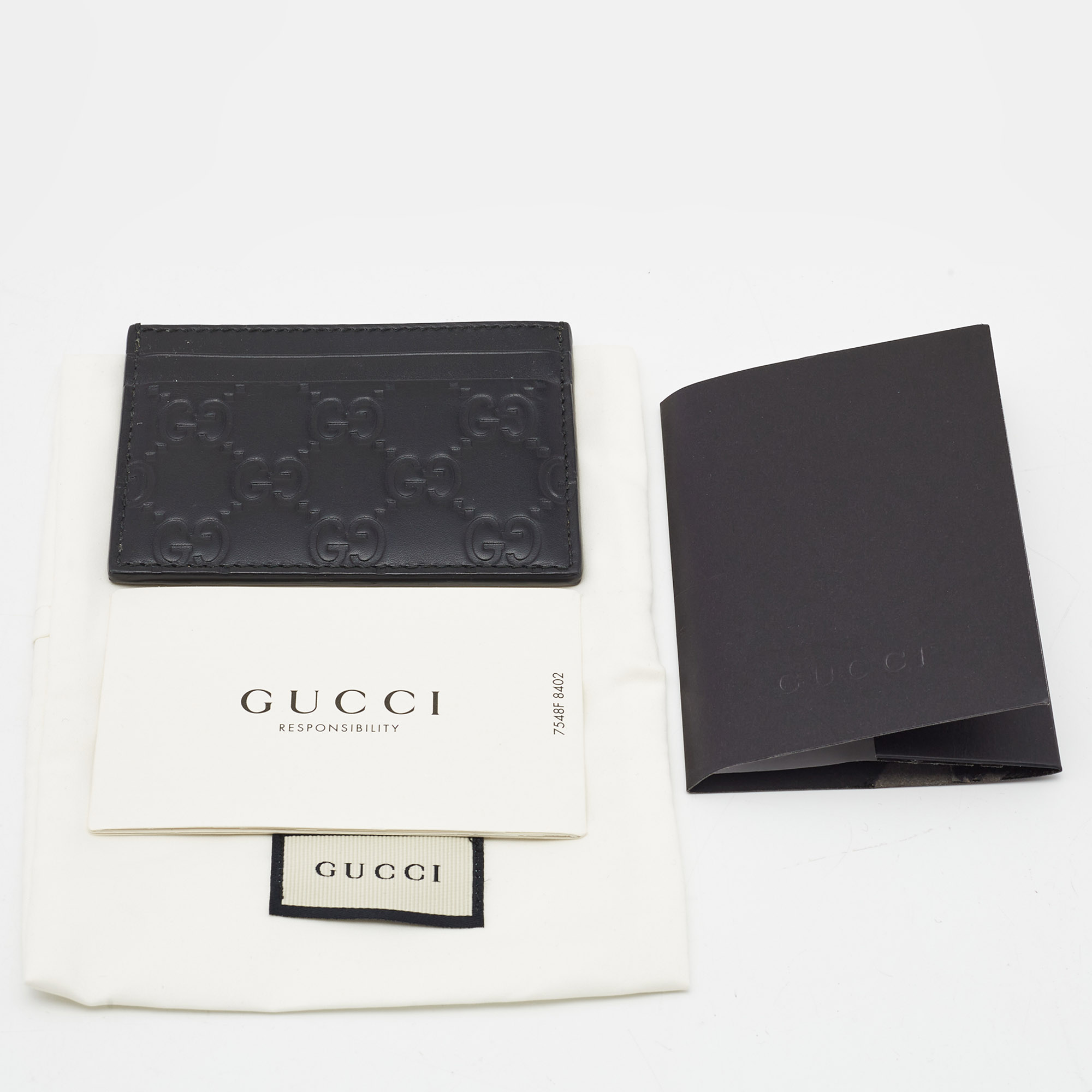 Gucci Black Guccissima Leather Card Holder