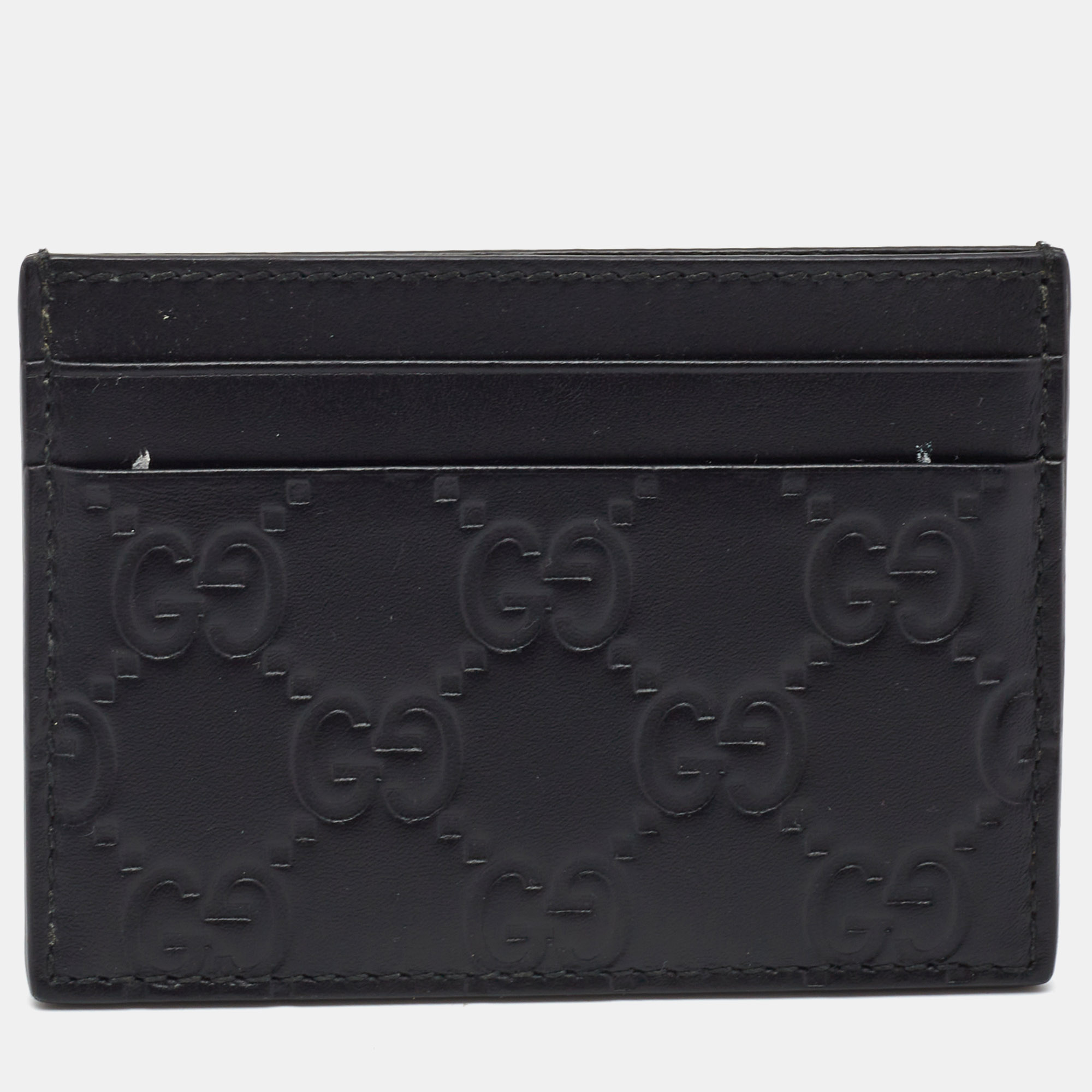 Gucci Black Guccissima Leather Card Holder